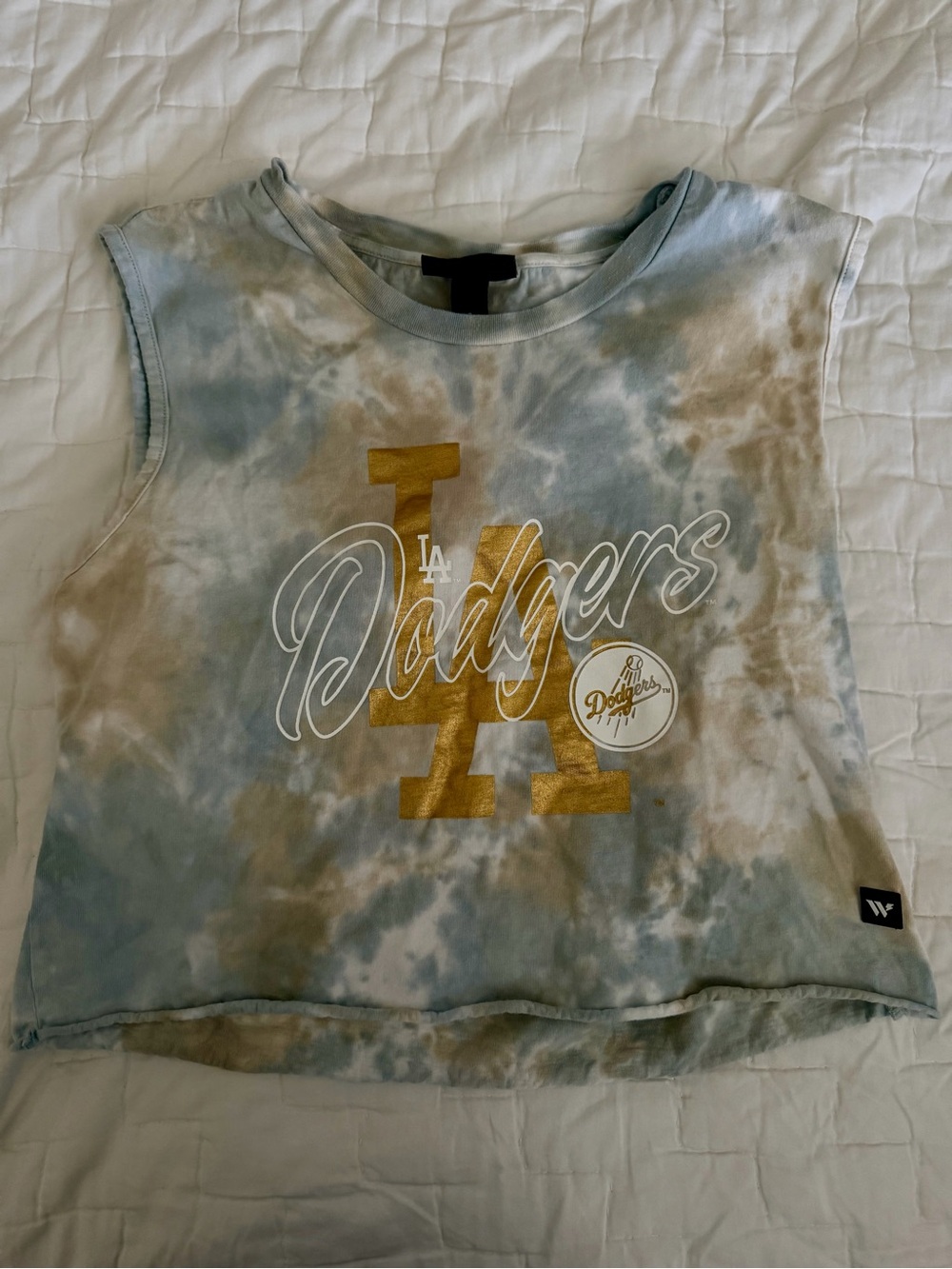 LA Dodgers The Wild Collective Tie-Dye Crop Muscle Tank size Small
